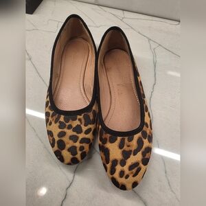Madewell The Reid Ballet Flat In Leopard Calf Hair Size 10
